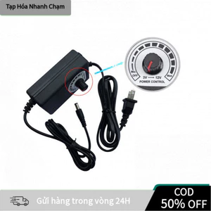 【COD】Bộ nguồn adapter 3-12V 2A có núm vặn điều chỉnh và đèn báo, tương thích với đèn LED, quạt và máy phun sương mini