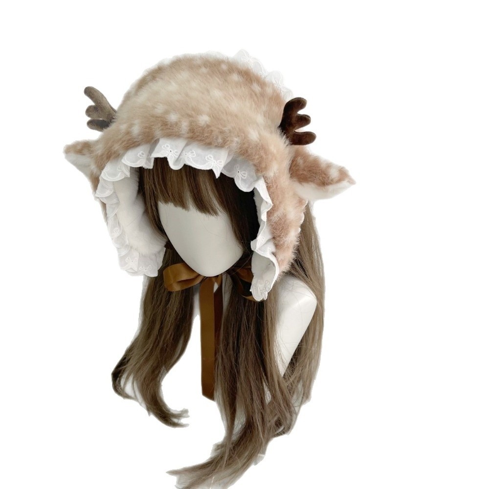 Dây buộc tóc BRBRAA và khăn ấm nai sừng tấm - Bộ phụ kiện cosplay dễ thương dành cho thu đông