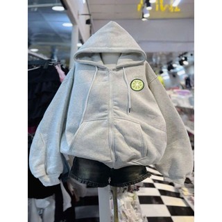 Khoác nỉ có khoá kéo form rộng nam nữ mũ 2 lớp unisex-THUBA