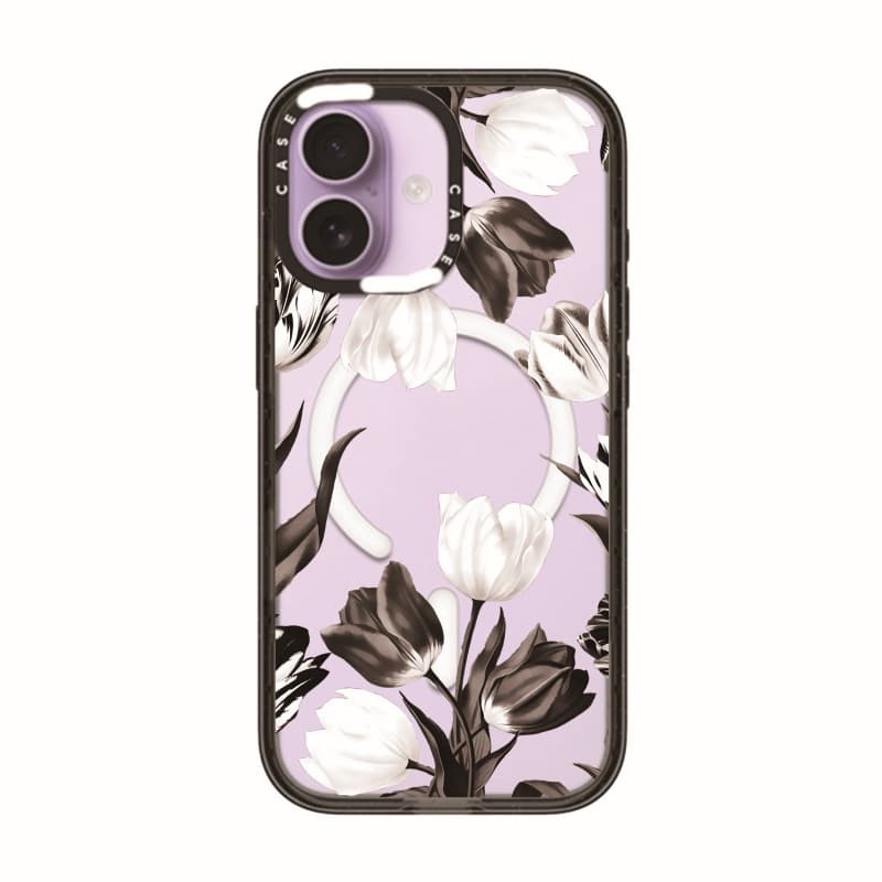 CASECASE X Vỏ hoa đen trắng viền đen trong suốt cứng từ tính hút tác động cho Apple IPhone 12 13 14 15 16 17 Pro Max Air Plus có hộp