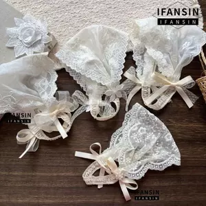 Băng đô đàn hồi IFASIN, Băng đô ren rỗng nơ hoa màu trắng rộng, Dây thun dễ thương Mũ nón trẻ sơ sinh nơ Hàn Quốc dành cho bé gái
