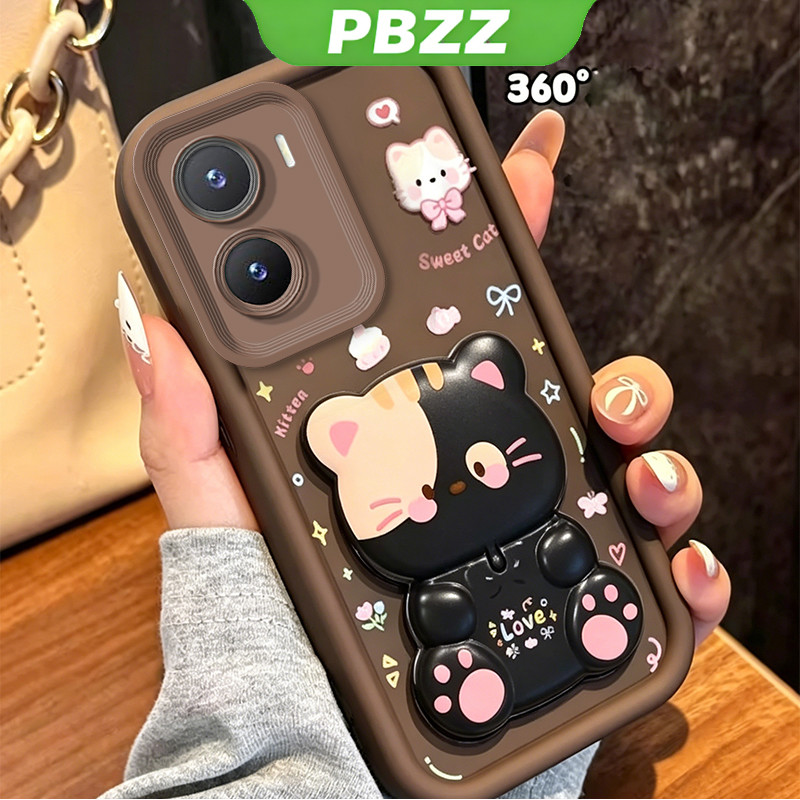 Ốp Lưng Cho redmi A7 Pro 4g POCO C85X X8 Pro max 5g Vỏ Điện Thoại Vỏ Mềm Silicon Chống Sốc Thiết Kế Mới Thẩm Mỹ Có Giá Đỡ 360° Gương trang điểm mèo dễ thương cho bé gái JTXMMZJ