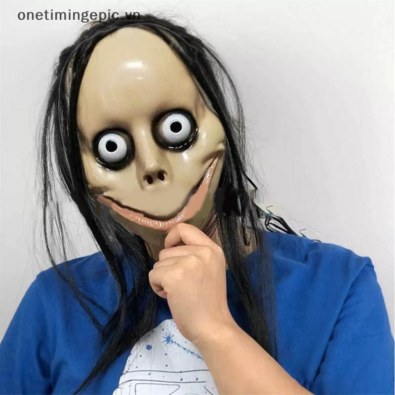 VFZ Mặt nạ kinh dị Halloween tóc dài, mặt nạ miệng chữ V, hóa trang ma nữ Roleplay MoMo Mask OTE