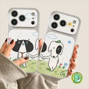 Ốp Lưng Cặp Đôi Dễ Thương Cho OPPO A98 A96 A80 A60 A79 A78 A77 A76 A58 A57 A56S A54S A95 A94 A92 A9 A74 A73 A72 5G 4G Vỏ Da PU Hoạt Hình Chó Mèo Con Vỏ Điện Thoại Mềm