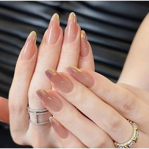 Sunset Afterglow Phnom Penh Pháp Nhẹ nhàng Tính khí Làm móng tay Làm trắng Blush Handmade Nails Đeo móng tay