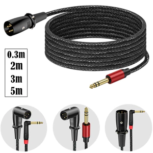 Cáp âm thanh nổi XLR sang 6.35mm TRS cân bằng, Nam đến Nam, Phích cắm góc 90 độ, dành cho máy trộn, Bộ khuếch đại, Màn hình phòng thu, 0,3m / 2m / 3m / 5m, Đầu nối mạ vàng