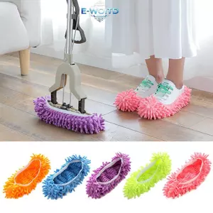 E-WOITD Bụi Bụi Cây Lau Dép Dép, Đa Chức Năng Có Thể Giặt Được Microfiber Chân Sos Sàn Giày Làm Sạch E-WOITD