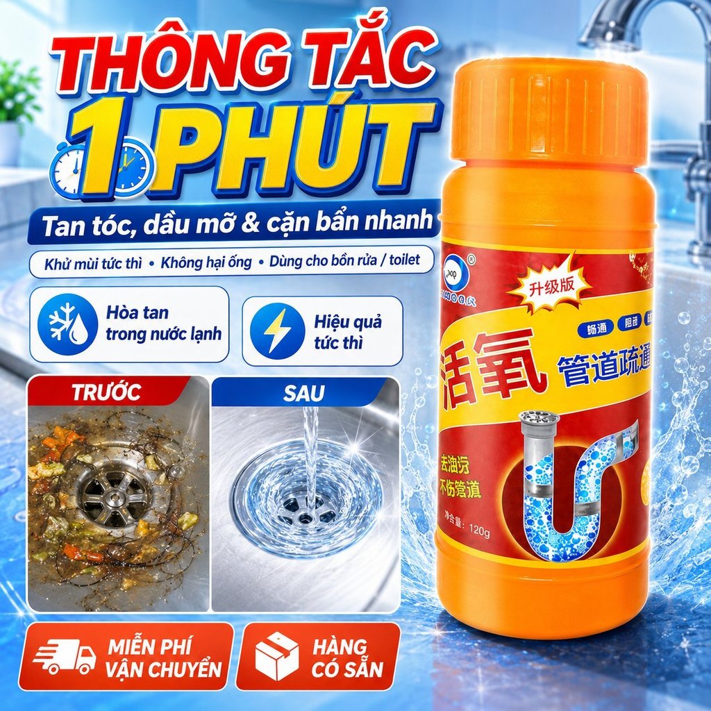 🔥sốc🔥Thông tắc 1 phút dung dịch thông cống | Khử mùi bồn cầu hiệu quả tức thì | Tẩy sạch tắc nghẽn bồn cầu vệ sinh ống