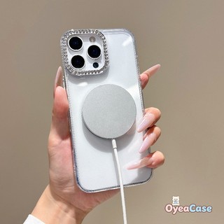 Vỏ Khung Kim Cương Giả Từ Tính Trong Suốt Cho Realme 15T 15 14 14X 14T 13 12 12X 11 11X 9i 7i 2 V13 P3 P3X P1 U1 Pro Plus Lite 4G 5G Slim Bling Long Lanh Sang Trọng Đơn Giản Mờ Cover