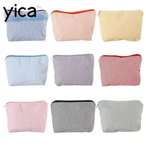 Túi Trang Điểm YICA, Túi Đựng Mỹ Phẩm Thiết Kế Dây Kéo Sọc, Túi Vệ Sinh Di Động Dung Tích Lớn Bền Đẹp Nhà & Du Lịch