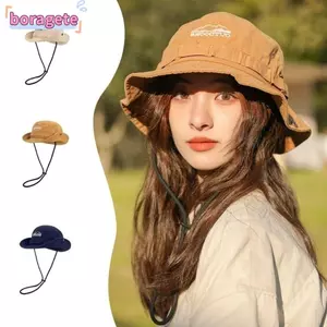 Mũ du lịch BORAGETE, Mũ ngư dân chống nắng Unisex, Mũ leo núi thêu màu trơn thời trang ngoài trời