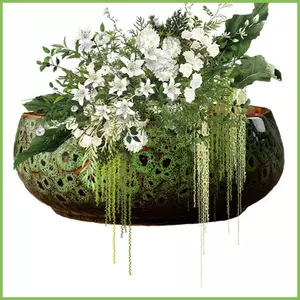 Bát trồng cây ngoài trời Gốm tròn Nồi thủy canh trang trí cho hiên nhà ngoài trời trong nhà Phòng khách gelhvn