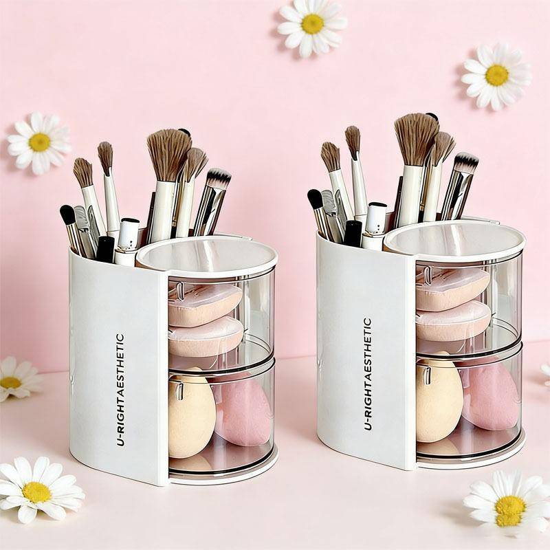 [MAKY] Hộp đựng mỹ phẩm xoay đa chức năng chống bụi 360 độ để đựng đồ trang điểm trên bàn trang điểm VN