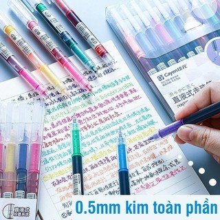 Bút gel nước ngòi 0.5mm đen xanh đỏ mực đều nhanh khô không lem ống mực lớn cho học sinh văn phòng