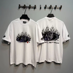Chất Lượng Cao 7216#象牙白 Áo thun thường ngày Real Shot American Simple Street Wear Loose Casual