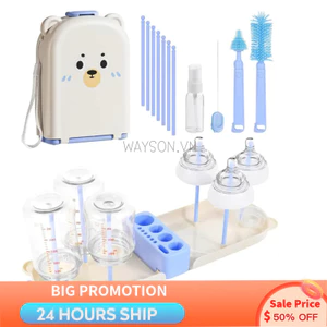{READY STOCK} Giá phơi và bộ dụng cụ làm sạch bình sữa di động cho bé