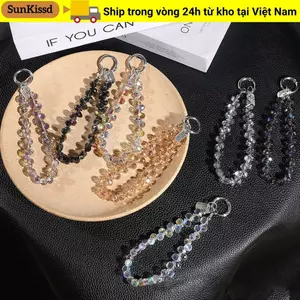 Mặt dây chuyền hạt pha lê SUNKISSD, Móc khóa hạt pha lê đầy màu sắc lấp lánh, Dây buộc điện thoại trong suốt có thể tháo rời thời trang dành cho nữ