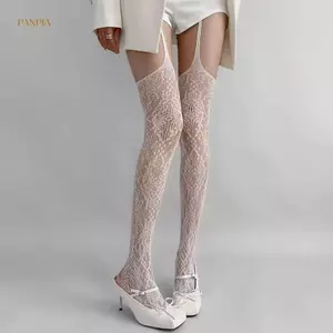 PNPIA- In Cá Tính Fishnet Stoings Nữ Ren Gợi Cảm Rỗng Ra Đùi Cao Sos Gothic Gothic Gothic Nhật Bản Trên Đầu Gối Dài Như vậy