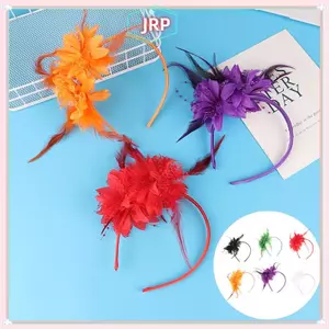 JRP 1 Nữ Fascinator Mũ Hoa Lông Vũ Lưới Sợi Cotail Đảng Cưới Tóc Phụ Kiện Đầu Trang Trí JRP