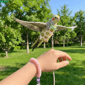 QEARY Tã Vẹt Thú Cưng, Dây Buộc Chim Thoáng Khí Chống Thoát, Mềm Mại Với Dây Kéo Có Thể Điều Chỉnh Họa Tiết Trái Cây Vẹt Bay Quần Áo Mặc Hàng Ngày