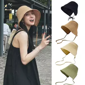 Vải Lanh Ống Hút Nành Cho Nữ Mũ Chống Nắng Nơ Mũ Đi Biển Lớn Vành Rộng Cloche Mũ Chapeau Femme Ren Ngoài Trời Mùa Hè Mới