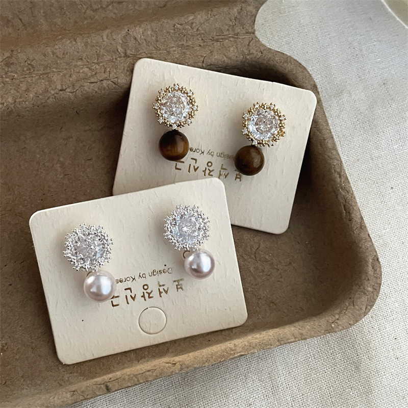 Bông tai ngọc trai Zircon mới thời trang