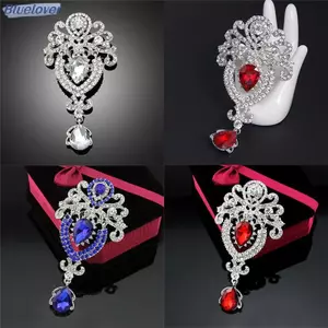 Bluelover Bạc Hoa Lớn Cô Dâu Thổ Cẩm Kim Cương Giả Pha Lê Diamante Cưới Thổ Cẩm Pin Mới