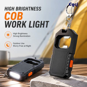 Đèn làm việc CQCJ, Đèn pin móc khóa COB LED Mini, Dụng cụ mở chai di động có thể sạc lại USB đa chức năng Đèn lồng khẩn cấp ngoài trời