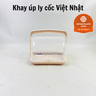 Kệ úp chén có nắp đậy, khay úp cốc, giá úp bình sữa Việt Nhật