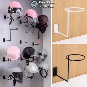 Giá trưng bày móc treo mũ bảo hiểm FANIELLAPOWELL, Giá đỡ sắp xếp móc chốt Phụ kiện giá đỡ nắp, Giá đỡ kim loại treo tường màu đen trắng bảo quản mũ bảo hiểm Giá đỡ hiển thị
