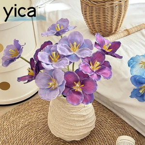 Hoa Tulip Nhân Tạo YICA, Cánh Hoa Giả Nhỏ Đôi Hoa Tulip, Nhiều Màu Trắng Đơn Thân Cây Giả Nhân Tạo Đồ Trang Trí Phòng Khách