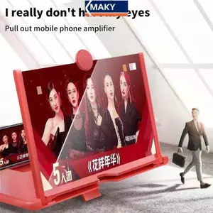 MAKY 10inch 3D Màn Hình Điện Thoại Kính lúp Khuếch Đại Thiết Kế Gấp HD Video Kính Phóng Đại Phim Điện Thoại Thông Minh Braet Giá Đỡ VN