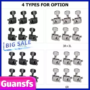 Guansfs Bộ chỉnh dây đàn guitar 6 miếng Ejoyous Đầu máy bán kín Bộ điều chỉnh cho các bộ phận thay thế âm thanh điện (đen 3L và 3R)