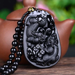Mặt dây chuyền Obsidian Double Pixiu Nam Nữ Mặt dây chuyền phù hợp thời trang