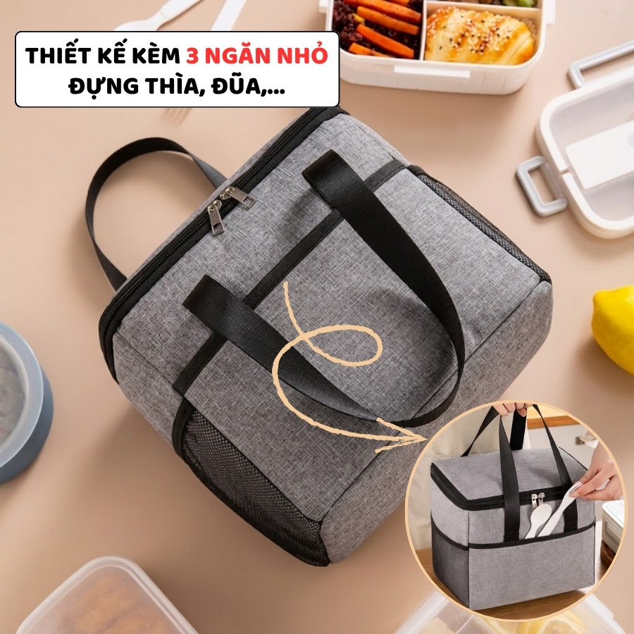 Túi Đựng Hộp Cơm Trưa Văn Phòng ENODA HOME, Túi Vải Chữ Nhật Giữ Nhiệt Tốt Đựng Đồ Ăn TUICOM007