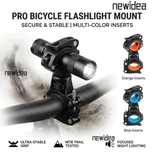 Giá đỡ tay lái xe đạp NEWIDEA cho đèn pin‌, Giá đỡ xe đạp đèn pin xoay 360 có thể điều chỉnh‌, Giá đỡ đèn xe đạp nghiêng đôi đa năng Đi xe đạp ngoài trời