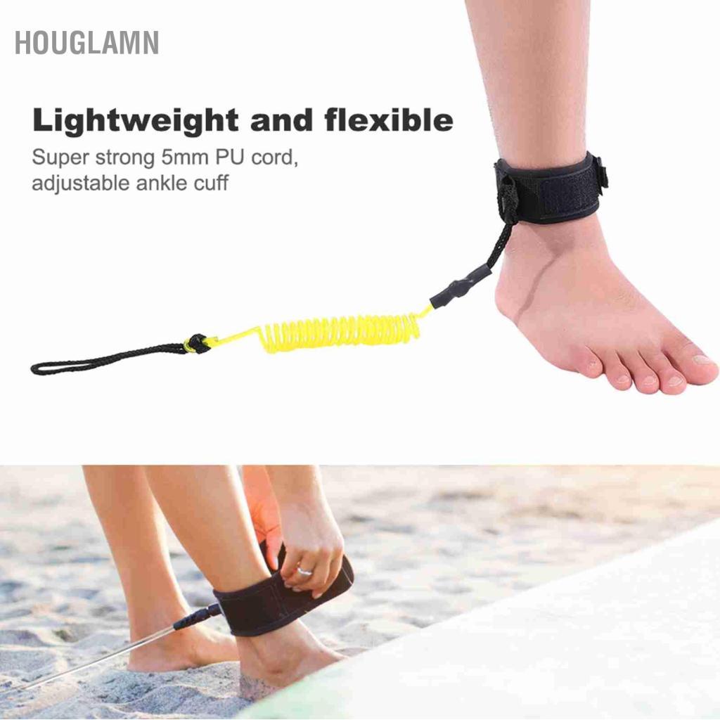 houglamn Qioni Cuộn dây SUP Leash Surfboard 5 mm Chân lò xo Dây lướt sóng cho & Ván chèo đứng bơm hơi (Màu đen)