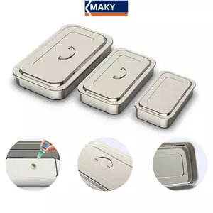 MAKY Khay Nha Khoa Phẫu Thuật Điều Dưỡng Nắp Thiết Bị Y Tế Hộp Khử Trùng Cho Nha Sĩ Hộp Bảo Quản Dụng Cụ Inox VN