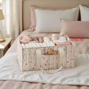DARON Baby Tã Sắp Xếp, Túi Mẹ Có Thể Gập Lại Đa Năng Dung Tích Lớn, Thiết Kế Phong Cách Di Động Hoa Màu Be Nhiều Túi Đựng Đồ Cho Trẻ Sơ Sinh Essentials