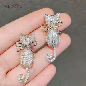 AqToCna Thời Trang Kim Cương Giả Mèo Trâm Cài Pin Cho Nữ Quần Áo Áo Trang Sức Đảng Phụ Kiện Quà Tặng AqToCna