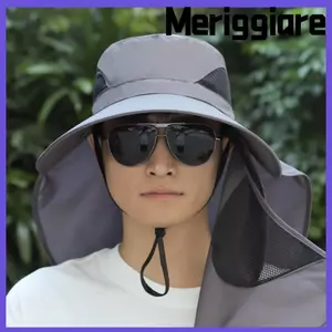 Mũ chống nắng MERIGGIARE, Mũ làm việc nông nghiệp bảo vệ tia cực tím 360 độ, Kem chống nắng vành rộng và che nắng mặt có thể tháo rời Mũ đi biển