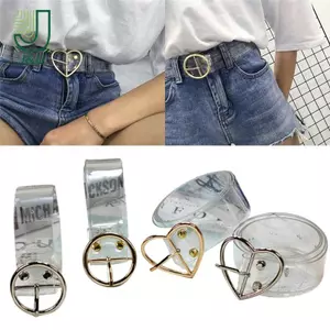 Dây thắt lưng lưng tròn bằng da kim loại trong suốt dành cho nữ