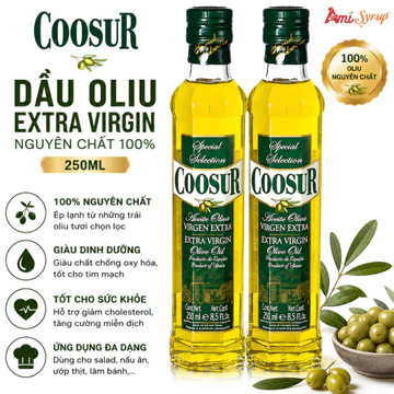 Dầu Oliu Coosur Extra Virgin Nguyên Chất 250ml, Dầu Olive Nhập Khẩu Cao Cấp, Giữ Trọn Hương Vị Dinh Dưỡng