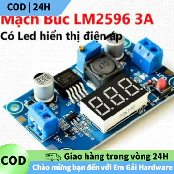 [COD] Mạch hạ áp LM2596 DC-DC, LED hiển thị điện áp, điều chỉnh 4-40V xuống 1.25-37V, dòng 3A, ổn định, bền