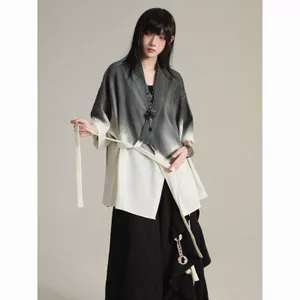 Phong Cách Quốc Gia Dạo Phố Mùa Xuân Phong Cách Mới Ban Đầu Hàng Đầu Nữ Phong Cách Trung Hoa Mới Phù Hợp Với Dây Buộc-Dye Phối Ngắn @ -