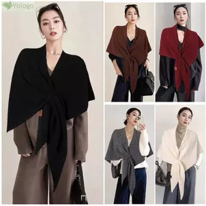 Khăn choàng dệt kim YOLOGO, Khăn quàng cổ dày quấn tam giác, Mùa đông ấm áp mềm mại màu trơn Khăn choàng Cape