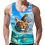 Tiger Lion 3D Nam Tank Top, Animal Gym Street Vest, Áo thun thể hình không tay mềm mại thoáng khí