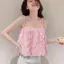 Mùa hè ba chiều hoa cao cấp ngọt ngào Sling Niche Áo Vest đi nghỉ không tay bên bờ biển dễ thương