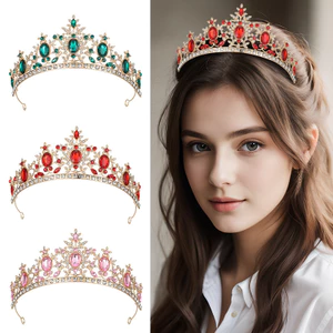 Cô Dâu Vương Miện Lớn Mũ Đội Đầu Bán Trực Tiếp Hợp Kim Kim Kim Pha Lê Vương Miện Sinh Nhật Làm Đẹp Cuộc Thi Phụ Kiện Tóc