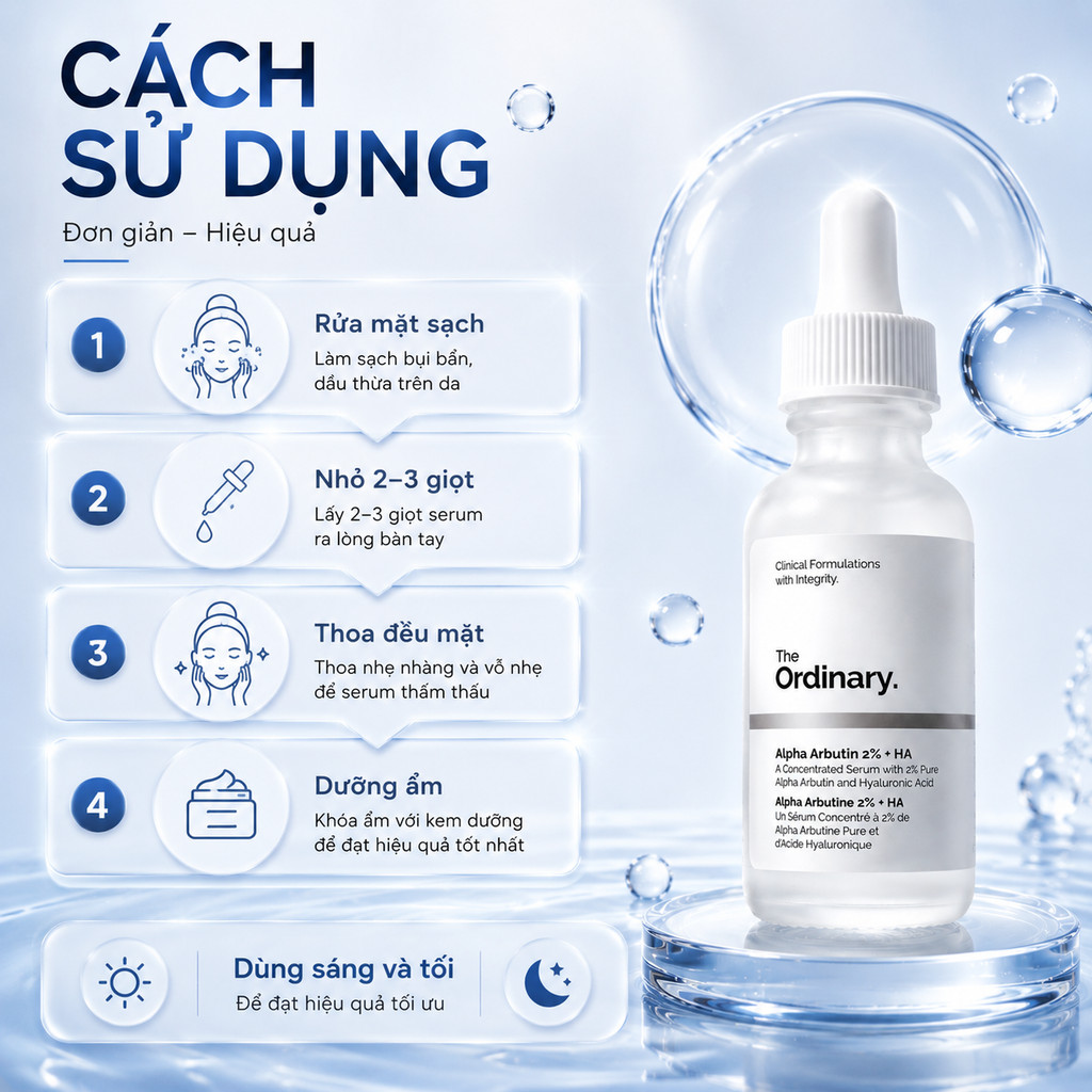 Serum The Ordinary Alpha Arbutin 2% + HA 30ml Mờ Thâm Nám Dưỡng Sáng Da Chính Hãng